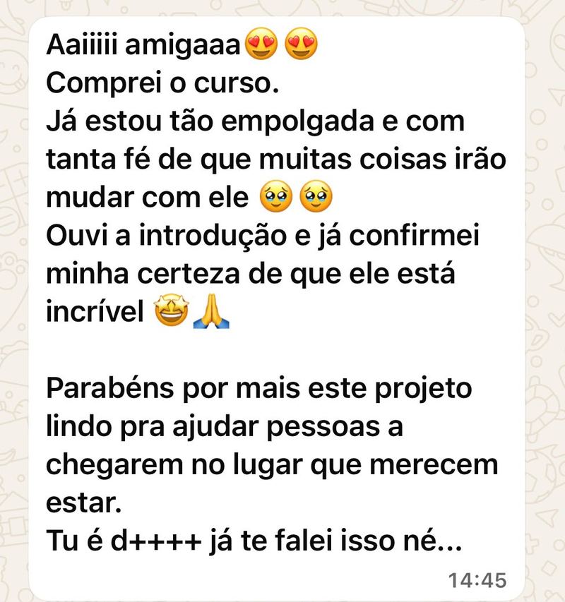 Print de depoimento sobre a Reprogramação Mental