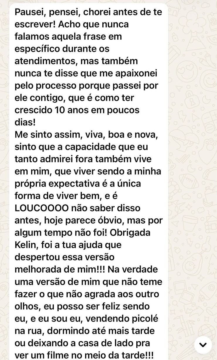 Print de depoimento sobre o processo de reprogramação